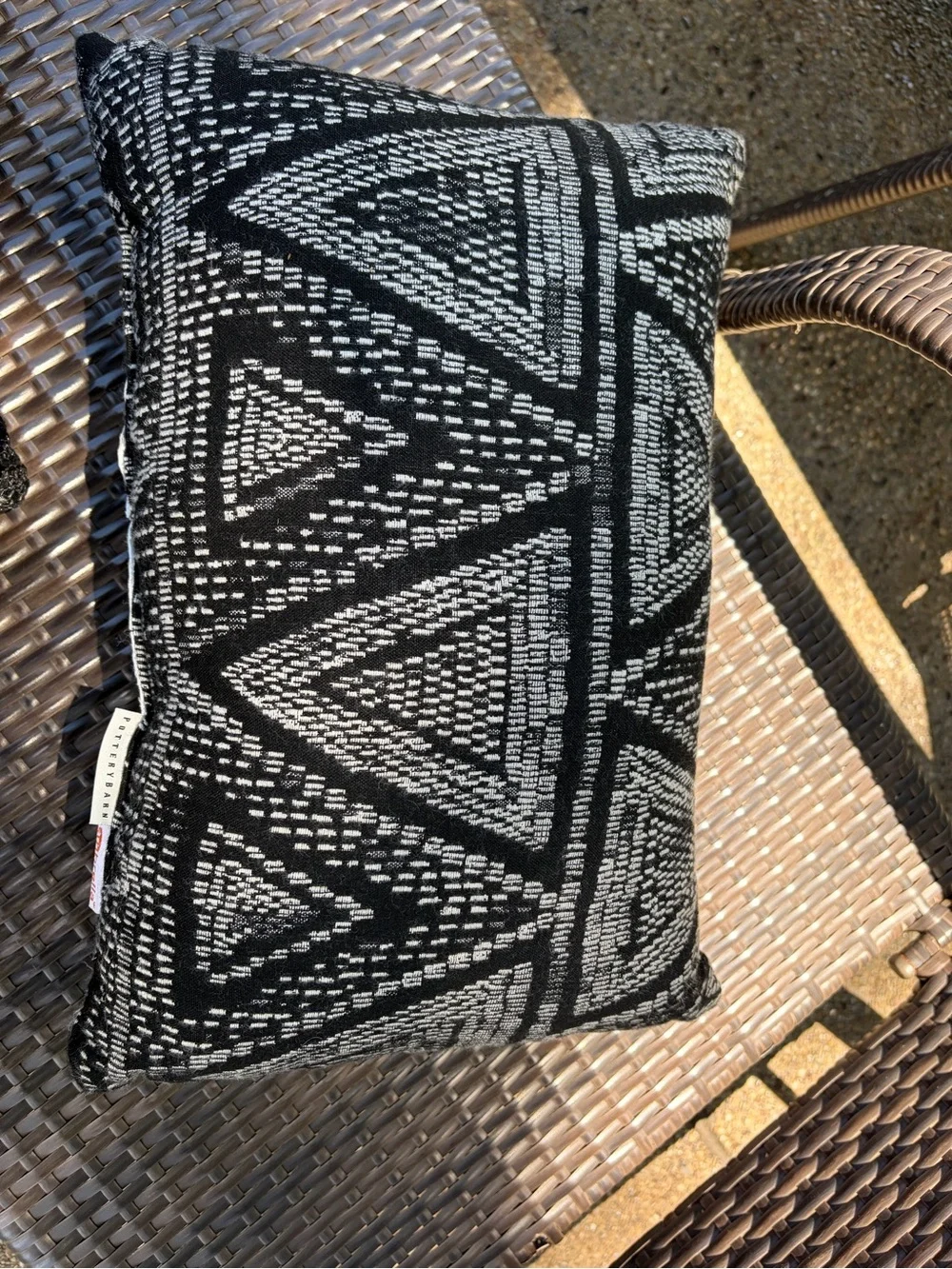Pottery Barn Black and White Geometric Lumbar Pillow